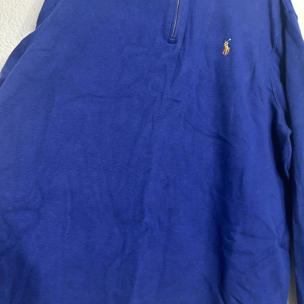Polo Ralph Lauren Men's XL Estate Rib‎ 1/4 Zip Long Sleeve Pullover Blue READ